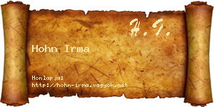 Hohn Irma névjegykártya