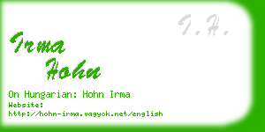 irma hohn business card